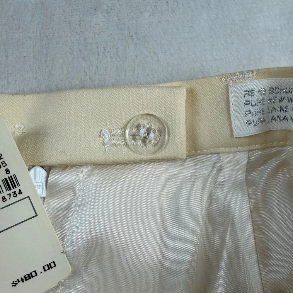 Vintage Escada Virgin Wool Pencil Skirt Womens 8‎ Cream Chain Detail Classic NWT